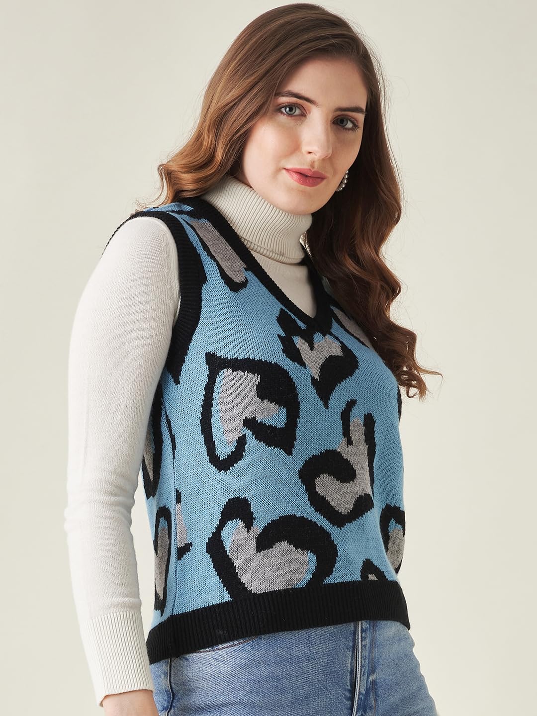 Modeve Printed V Neck Sleeveless Sweater for Women||Winterwear|| by Prixsa.com - Image 4