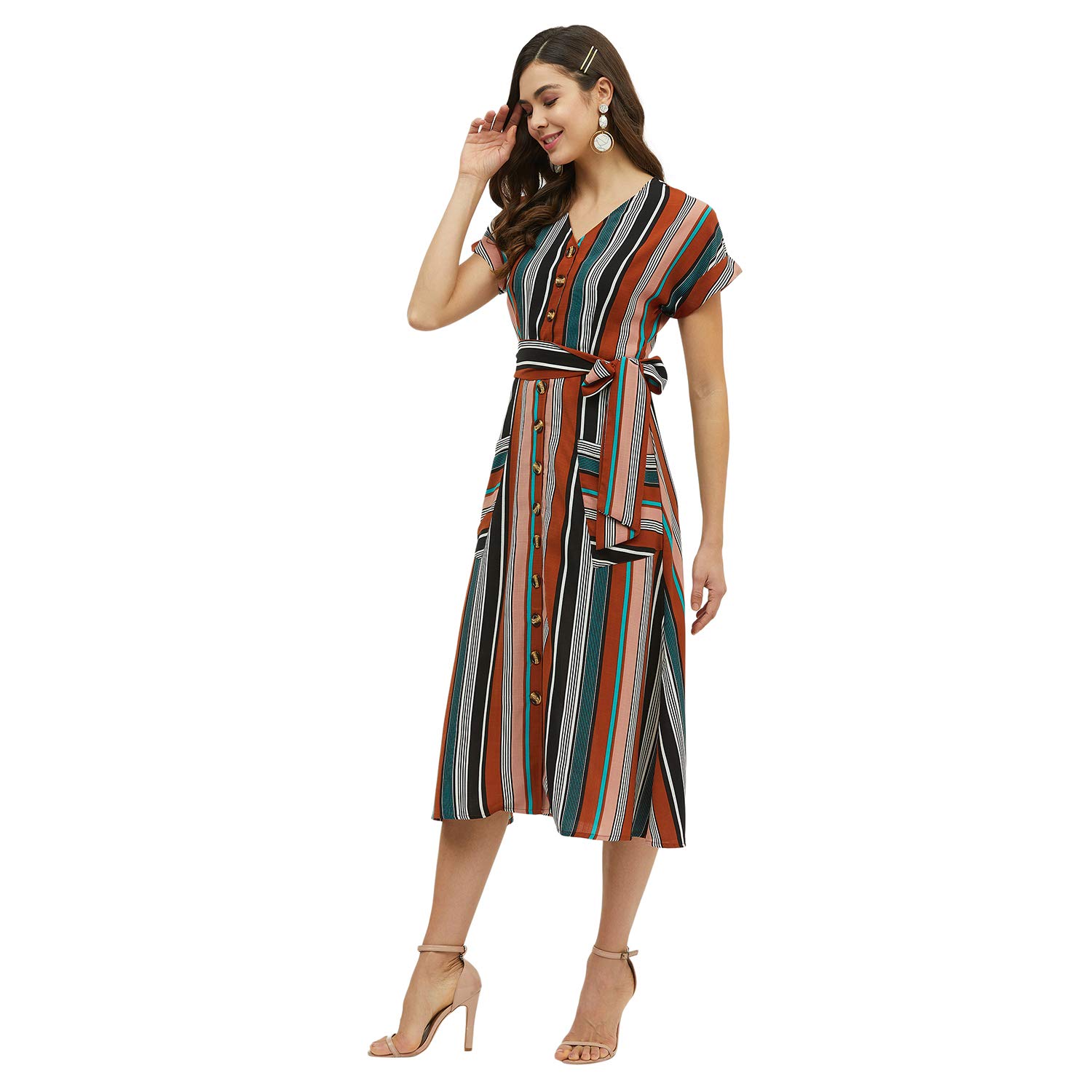Harpa Women's Synthetic A-Line Midi Dress by Prixsa.com - Image 6