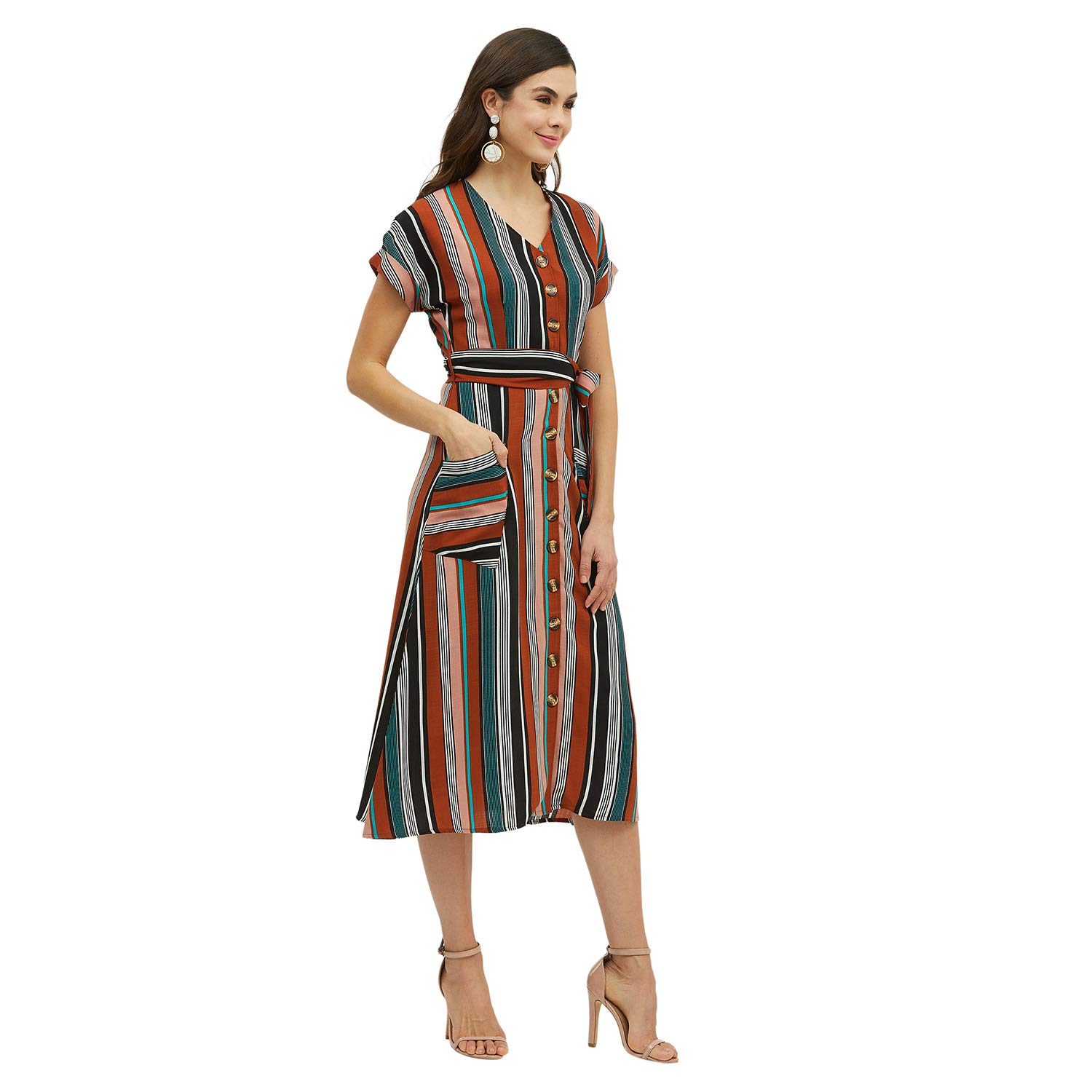 Harpa Women's Synthetic A-Line Midi Dress by Prixsa.com - Image 5