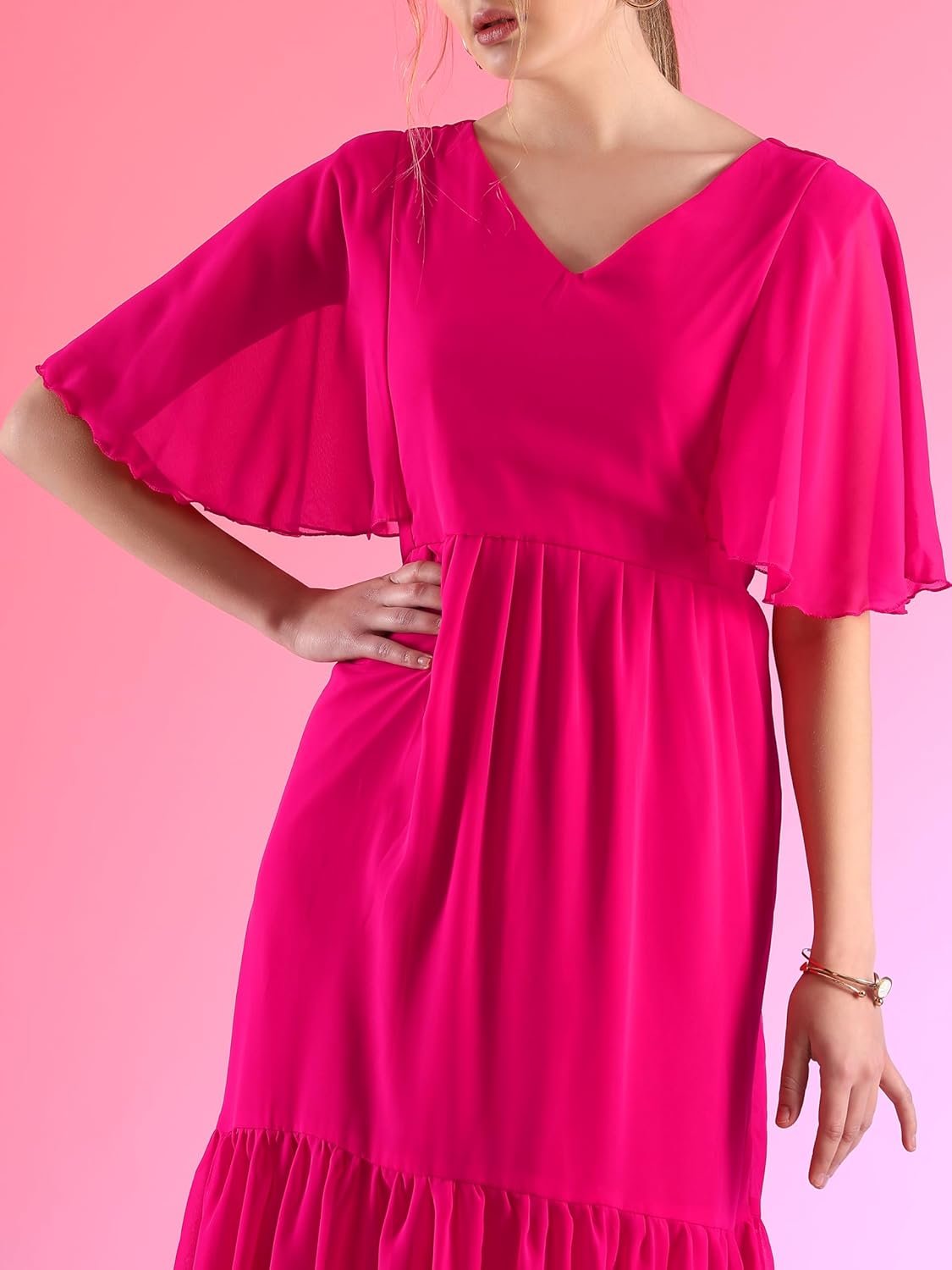 Sheetal Associates Women's Georgette Solid Casual Maxi Fit and Flare Dress by Prixsa.com - Image 6
