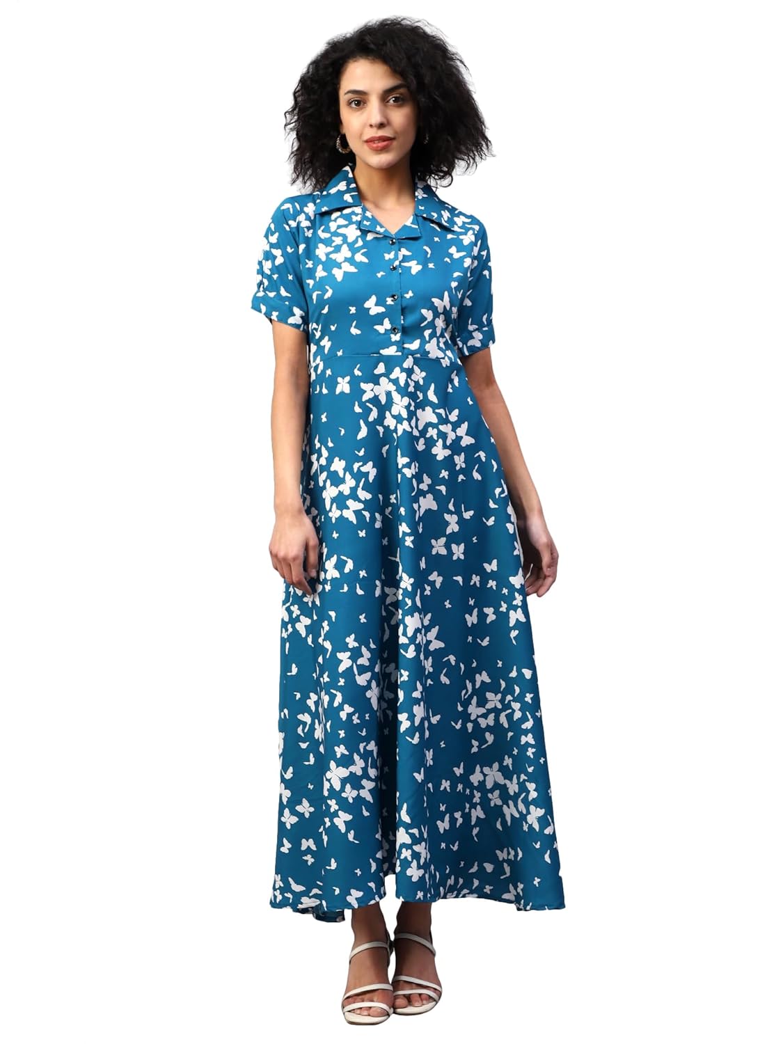 ELVORA Floral Print Women's Maxi Shirt Dress by Prixsa.com