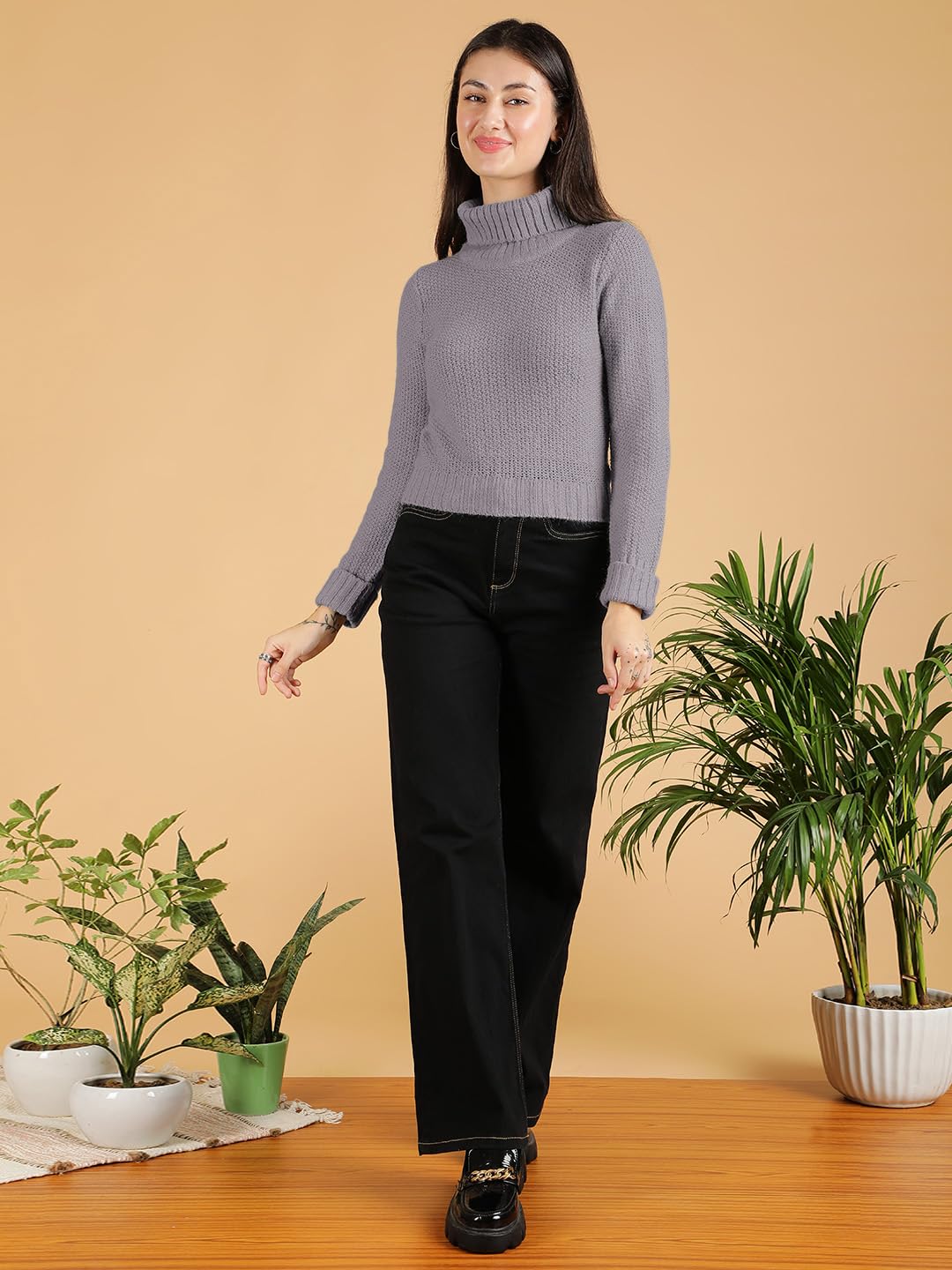 KOTTY Women's Cotton High Neck Sweater by Prixsa.com - Image 7