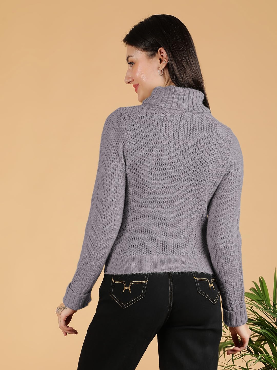 KOTTY Women's Cotton High Neck Sweater by Prixsa.com - Image 4