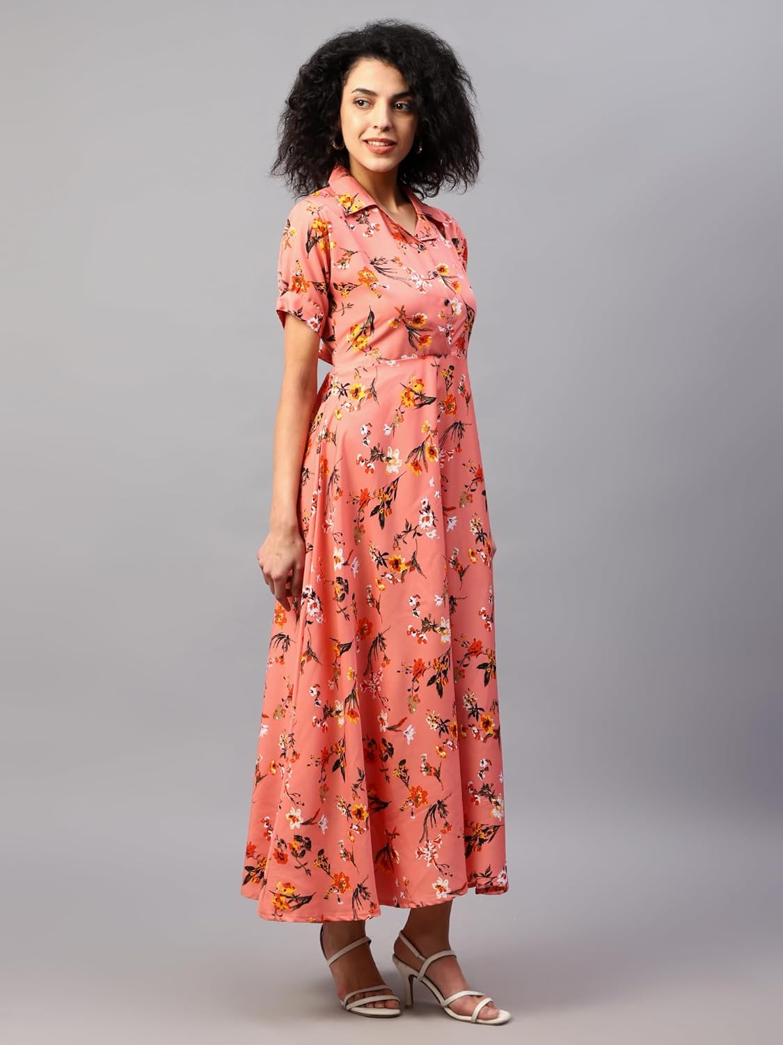 ELVORA Floral Print Women's Maxi Shirt Dress by Prixsa.com - Image 4