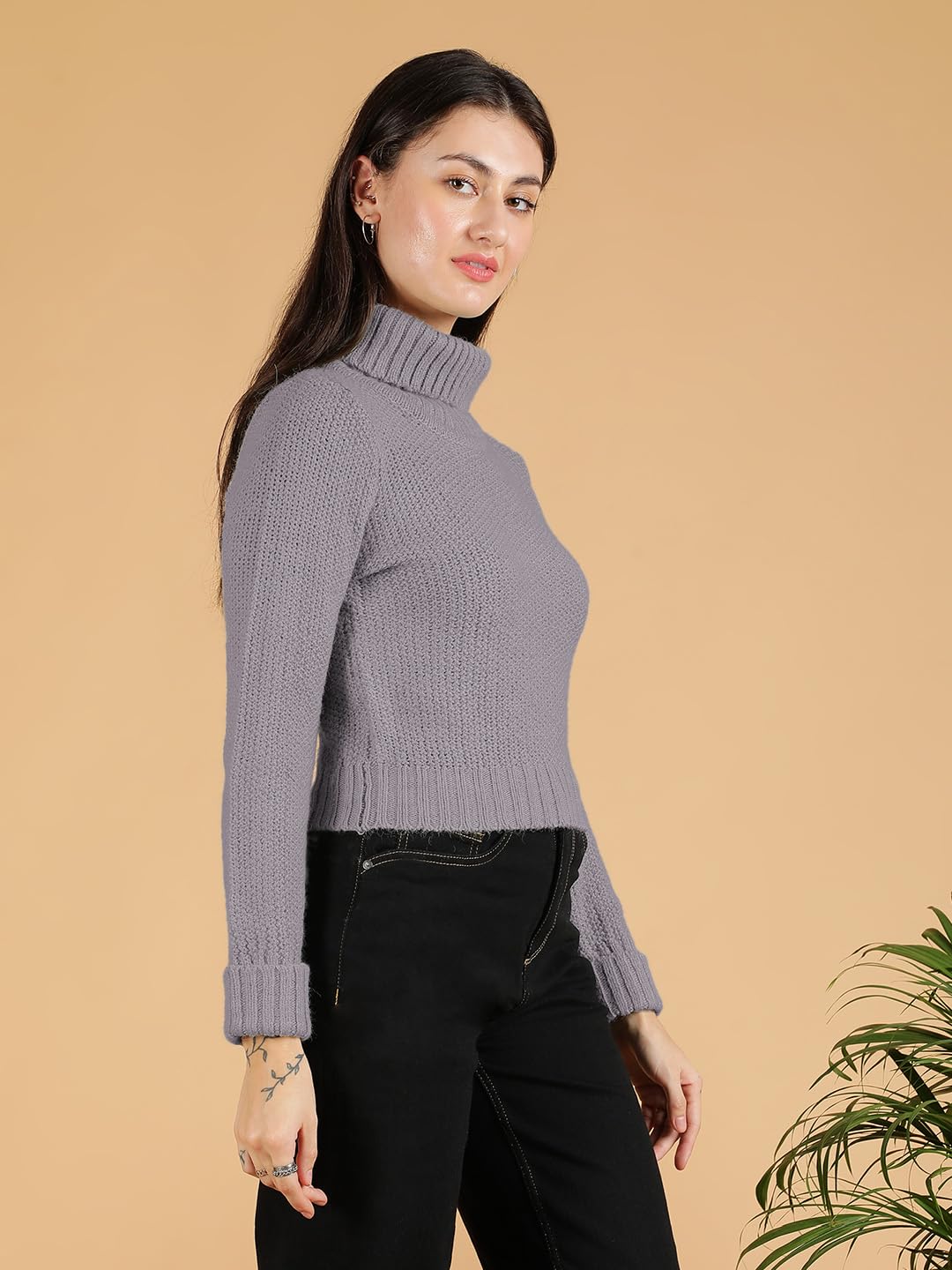 KOTTY Women's Cotton High Neck Sweater by Prixsa.com - Image 2