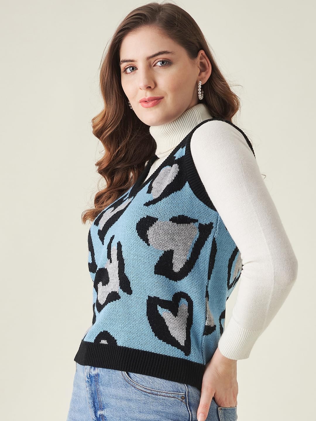 Modeve Printed V Neck Sleeveless Sweater for Women||Winterwear|| by Prixsa.com - Image 3