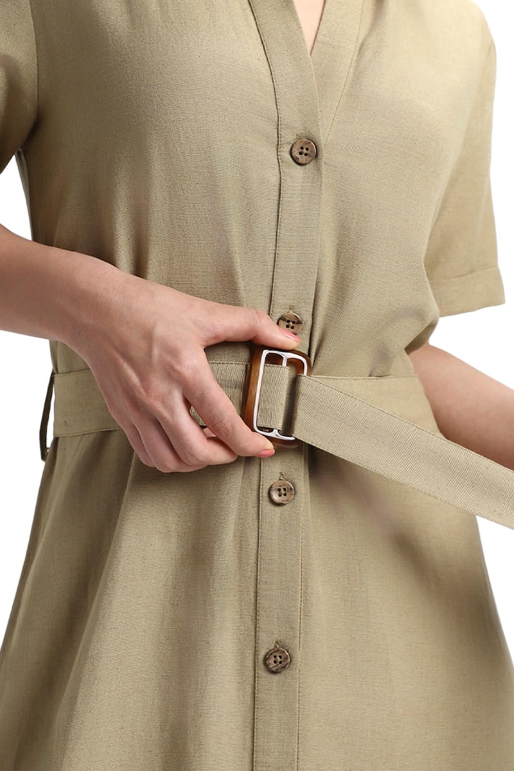 DL Woman Women's Midi A-Line Shirt Dress with Belt, A-Line Fit Solid by Prixsa.com - Image 7