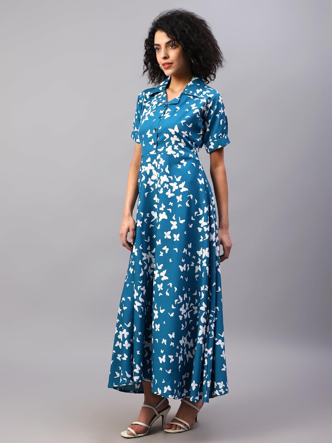 ELVORA Floral Print Women's Maxi Shirt Dress by Prixsa.com - Image 3