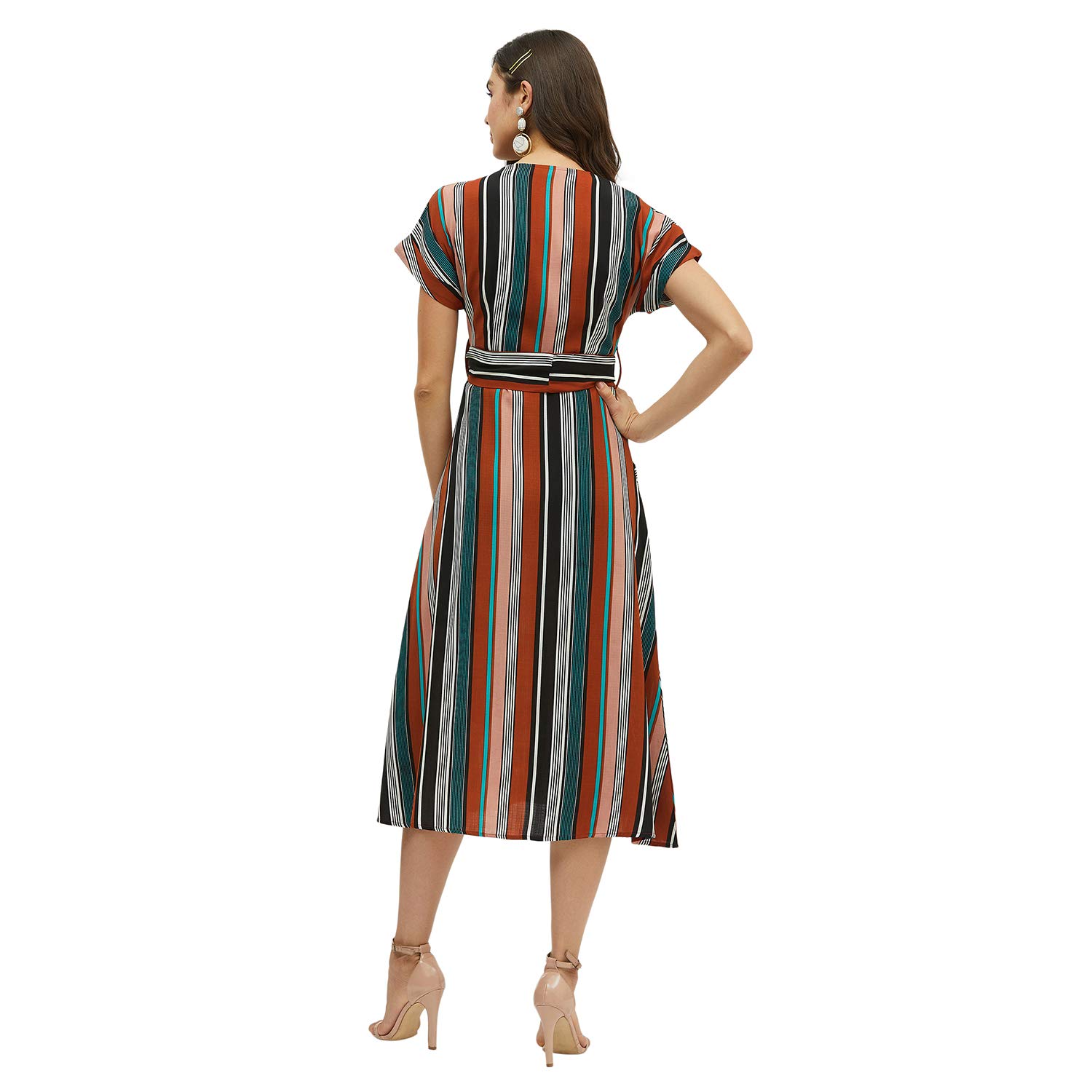 Harpa Women's Synthetic A-Line Midi Dress by Prixsa.com - Image 3