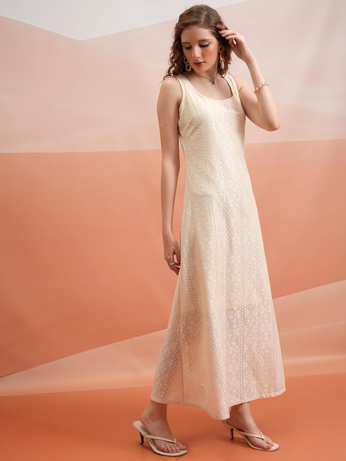 Tokyo Talkies Women's Sleeveless Round Neck Self Design Dresses | Stylish| Casual by Prixsa.com - Image 4