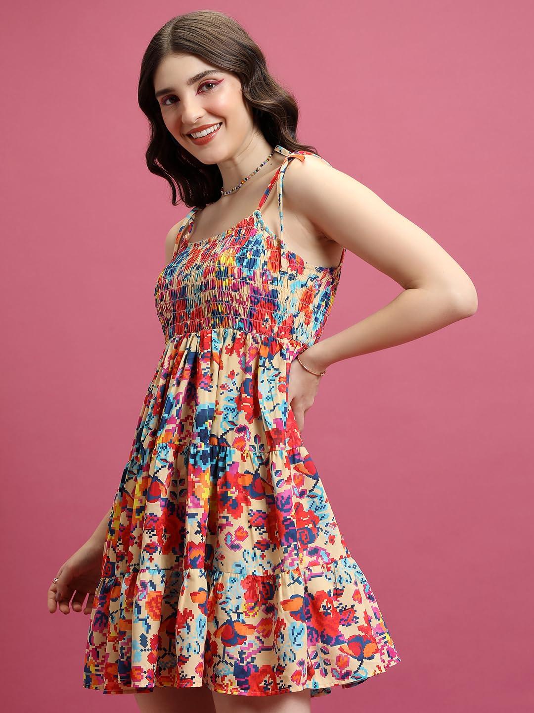 Tokyo Talkies Womens Vibrant Abstract Printed Fit & Flare Mini Dress– A Playful Statement| Stylish by Prixsa.com - Image 5