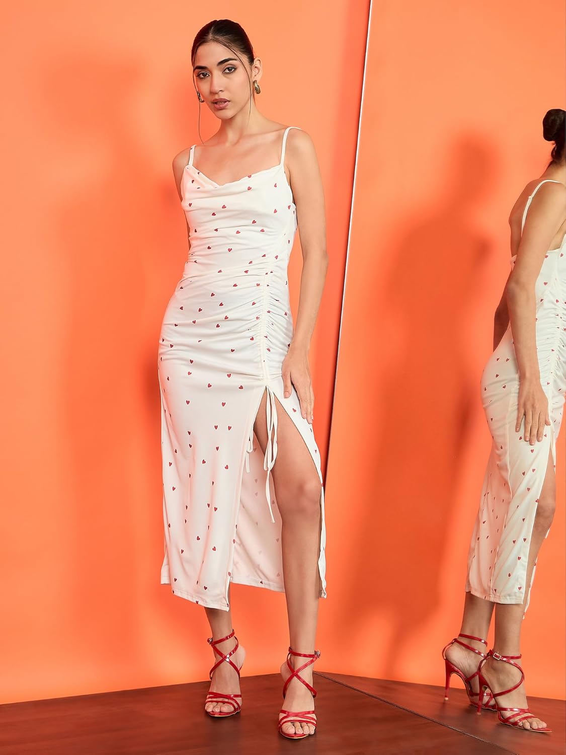 Uptownie Cowl Neck Drawstring Bodycon Dress by Prixsa.com - Image 7