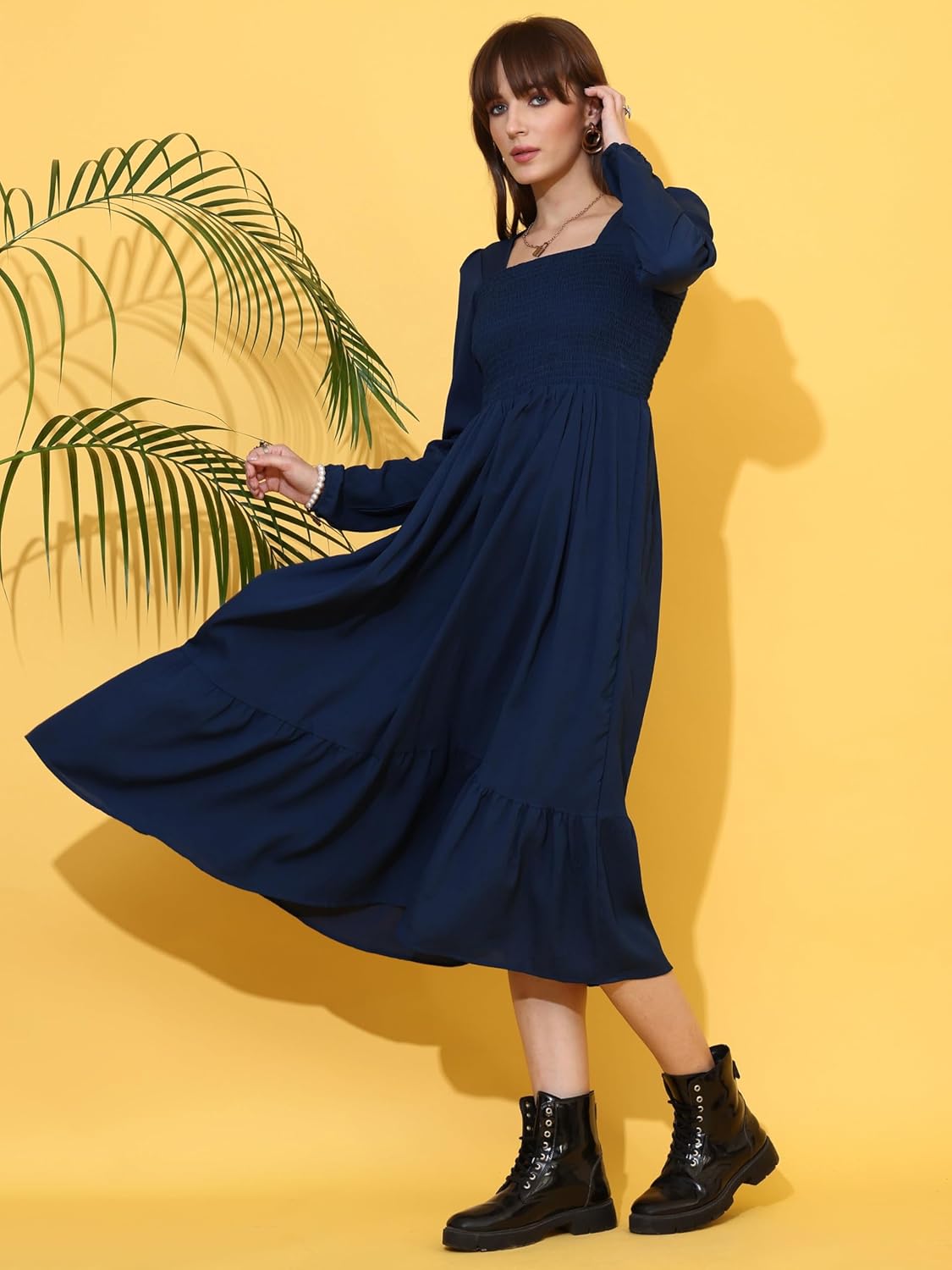 Sheetal Associates Women's Casual Full Sleeve Crepe Fit & Flare Dress | Comfortable Relaxed Fit Summer Party Dress by Prixsa.com - Image 5