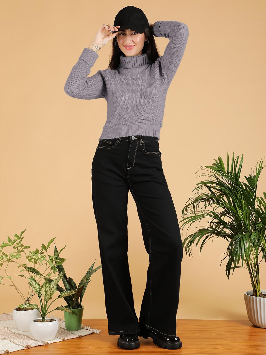 KOTTY Women's Cotton High Neck Sweater by Prixsa.com - Image 6