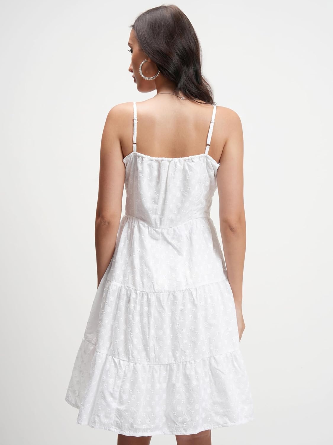 Tokyo Talkies Womens Classic White Solid Flared Short Dress | Shoulder Straps & Front Button Detailing| Stylish by Prixsa.com - Image 6