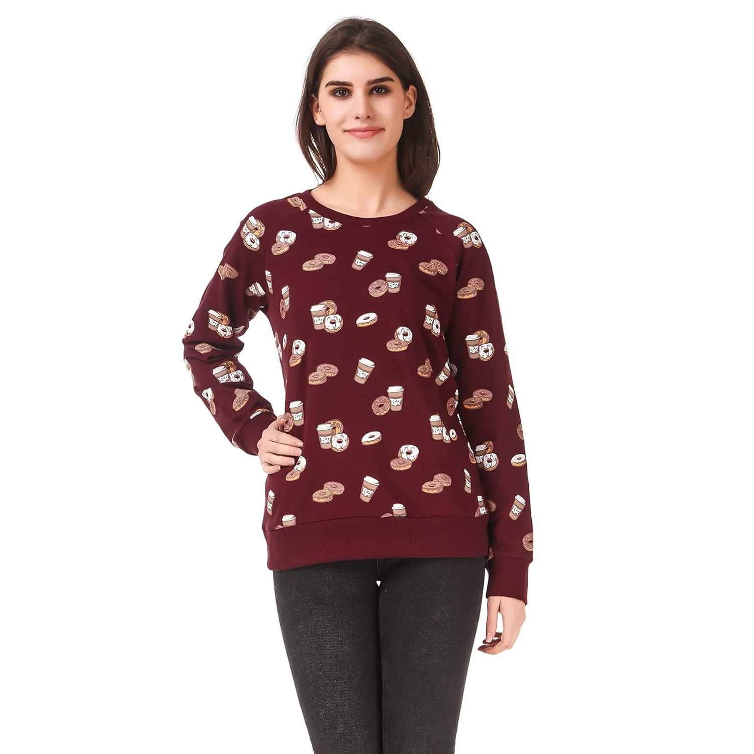 Stories.Label Cotton Sweatshirt for Women in 300 GSM Fabric with Ribbed Details Includes Plus Sizes (S-5XL) by Prixsa.com