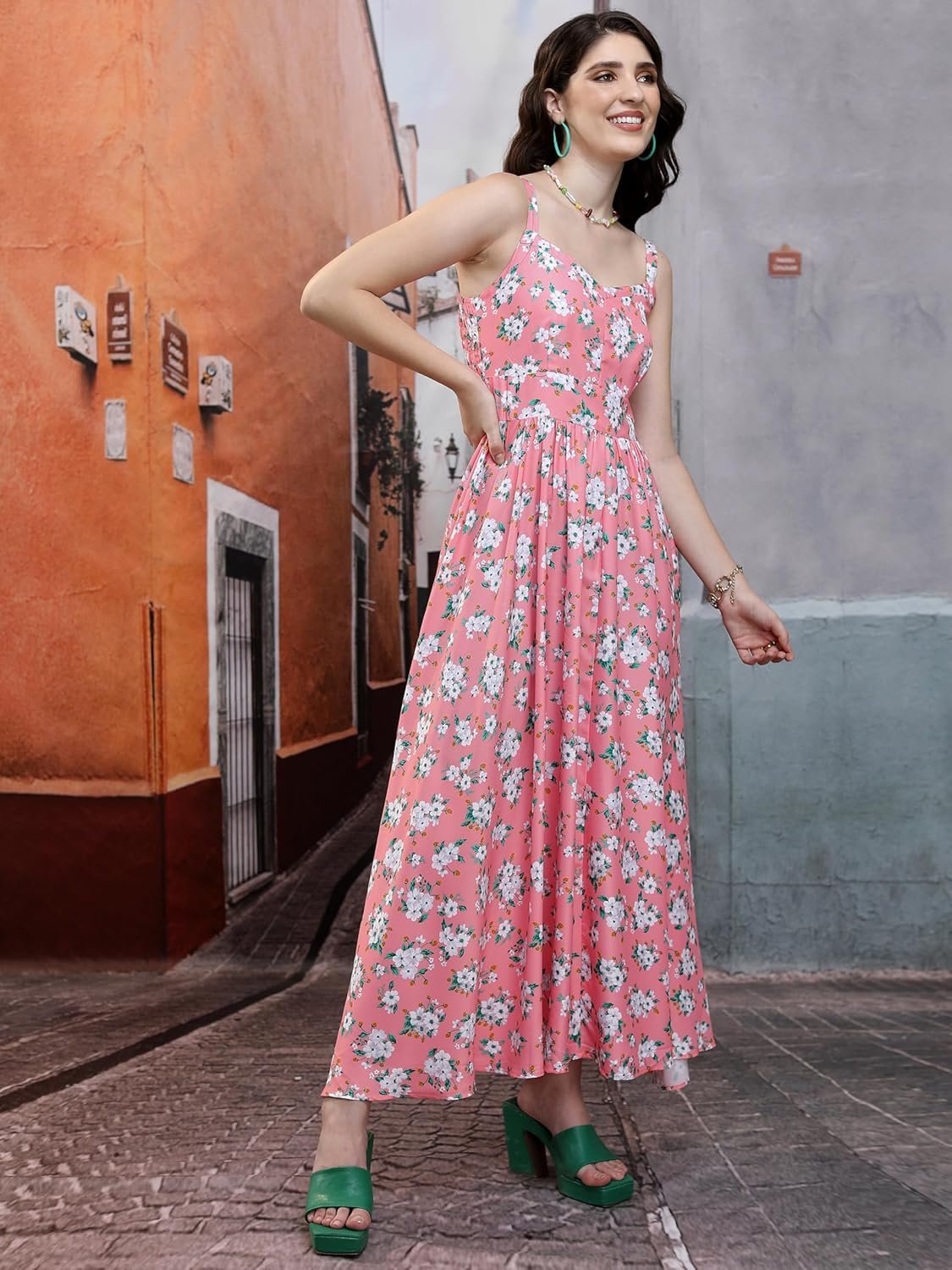Tokyo Talkies Women's Long Sleeves V-Neck Printed Dresses | Stylish Dresses | Casual Dresses by Prixsa.com - Image 4