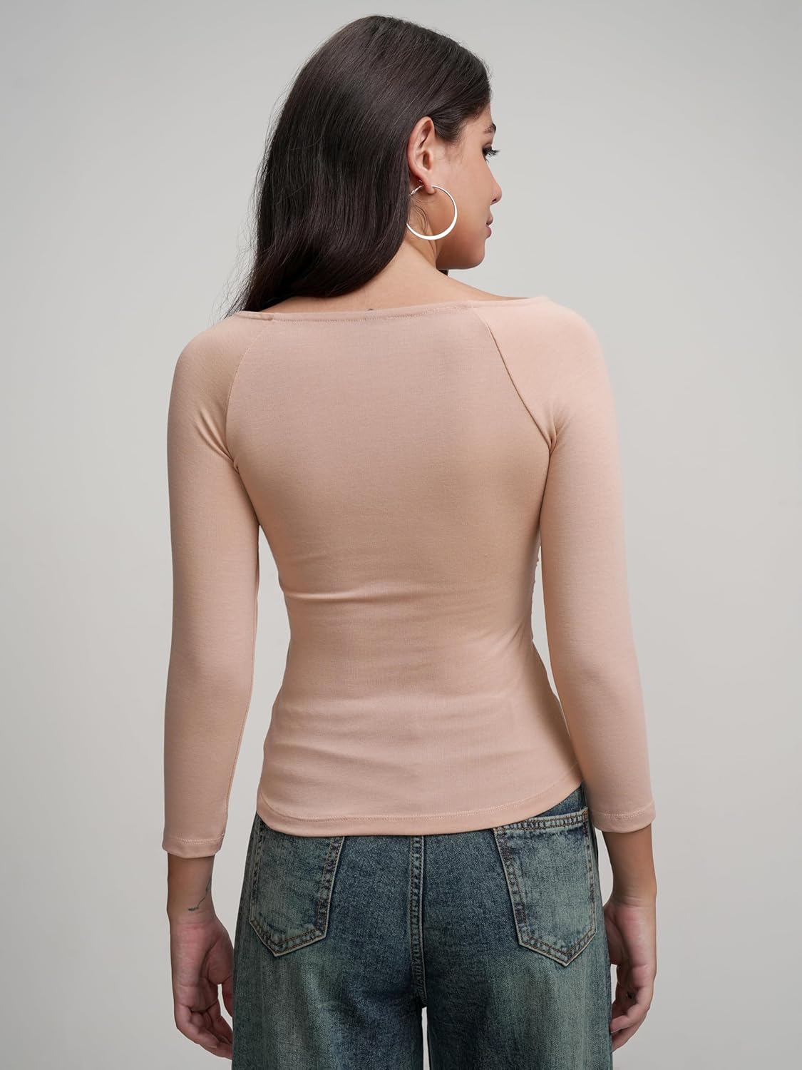 Tokyo Talkies Women's Round Neck Full Sleeve Regular Top with Wrap Gather | Stylish & Comfortable | Perfect for Casual & Day Outings | Tops for Woman | Women Tops | Stylish Top by Prixsa.com - Image 6