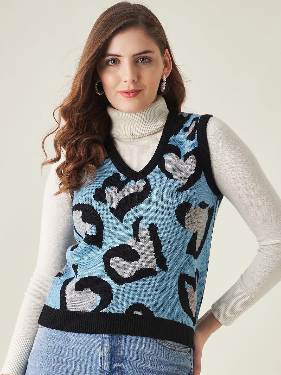 Modeve Printed V Neck Sleeveless Sweater for Women||Winterwear|| by Prixsa.com