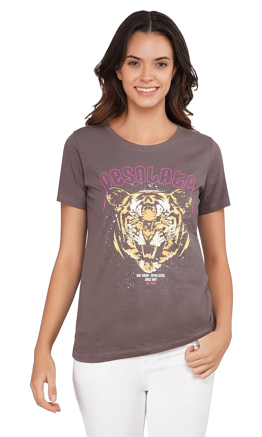 Stories.Label Women 100% Cotton Printed Tshirt in Ribbed Neck Includes Plus Sizes, Regular Fit and Half Sleeves (Sizes Small -5XL) by Prixsa.com