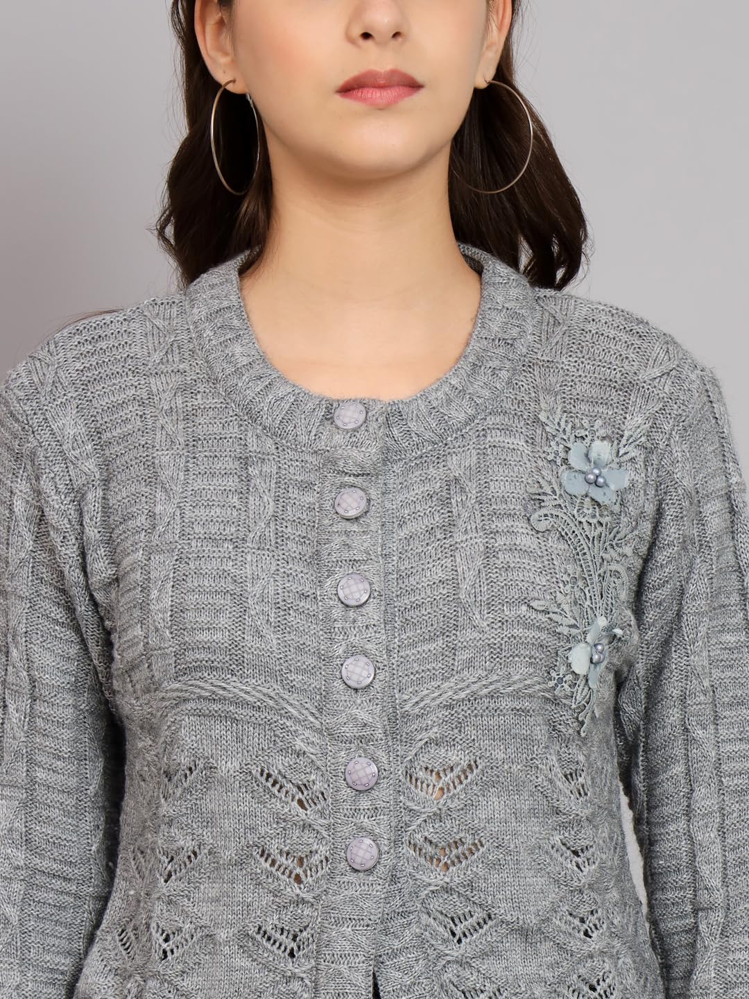 eWools Women's winterwear Woolen fullsleeves Solid Cardigan Sweater by Prixsa.com - Image 4