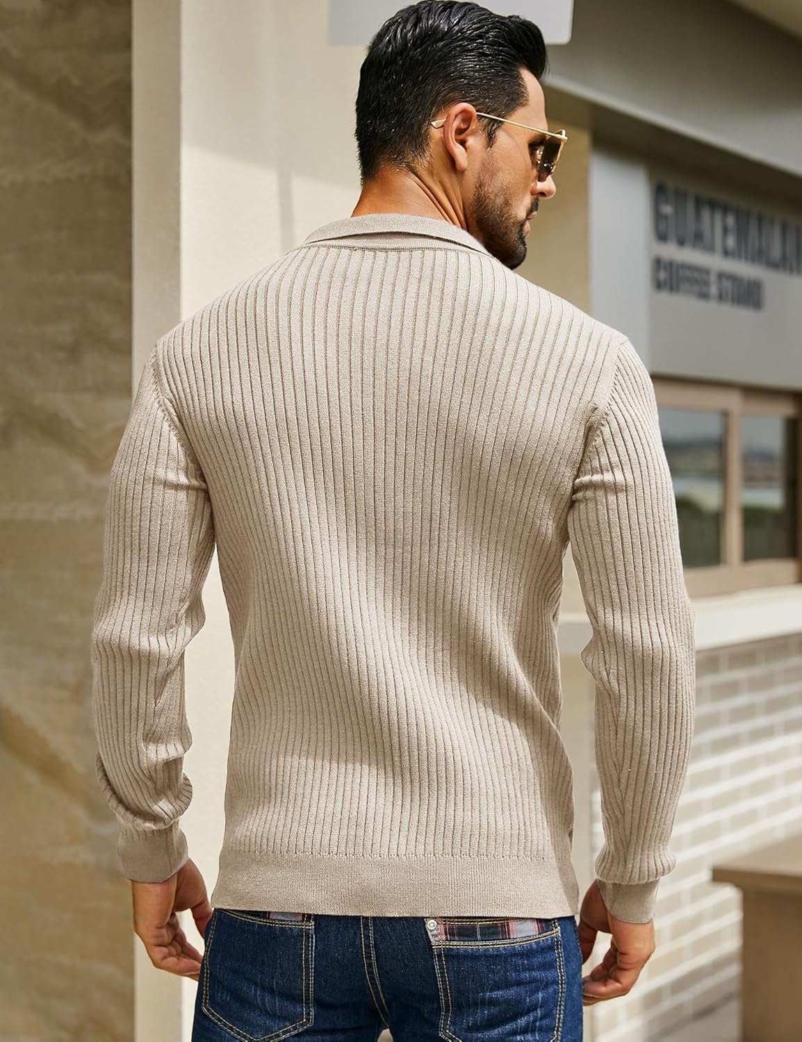 DENIMHOLIC Men's Cotton Full Sleeve Collar Polo Sweater for Men, Rib Knitted Sweaters for Men Winter, by Prixsa.com - Image 5