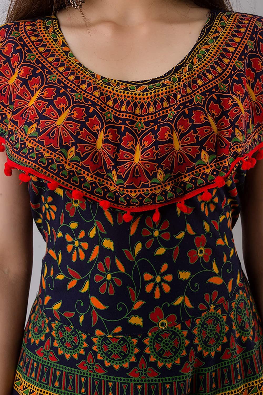 HAWAMAHAL Women's Maxi A-Line Dress (PFJD0005-NN_Dark Green-2nd_2XL) by Prixsa.com - Image 6