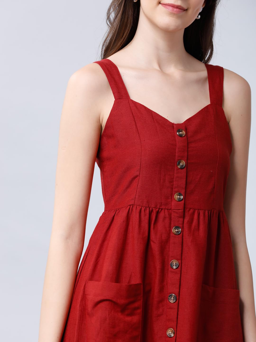 Tokyo Talkies Women's Sleeveless Shoulder Straps Solid Dresses | Stylish| Casual by Prixsa.com - Image 4