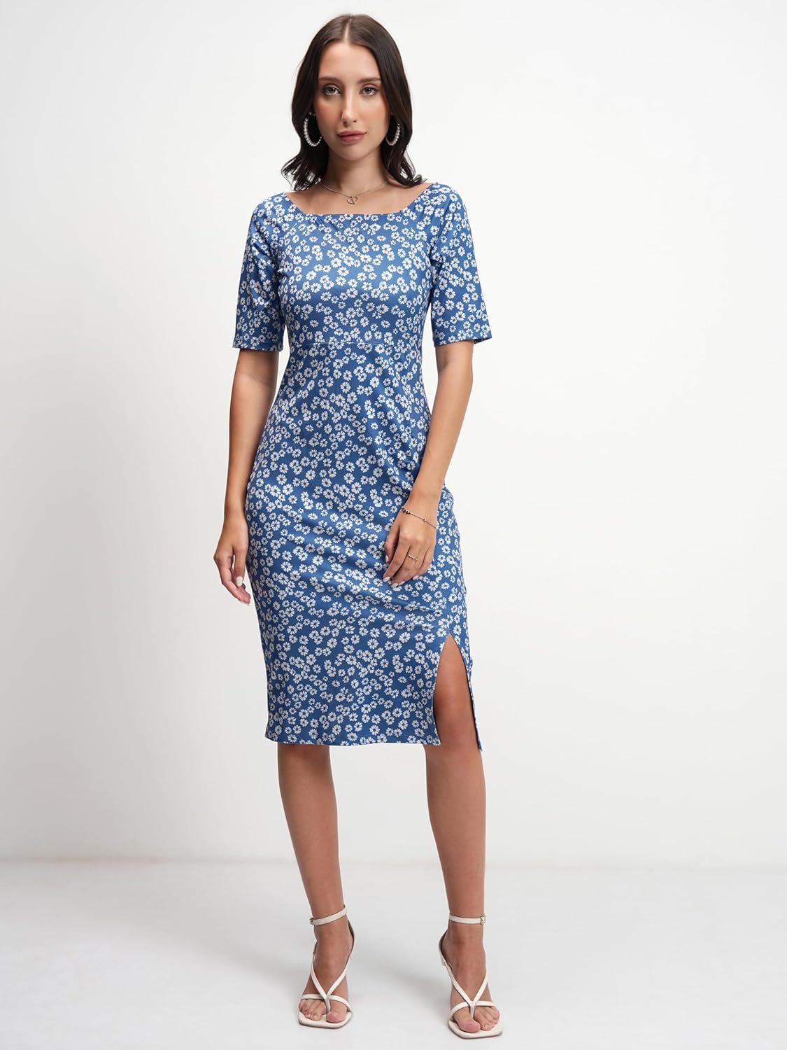 Tokyo Talkies Womens Floral Print Sheath Dress | Short Sleeves & Sleek Fit | Elegant & Effortlessly Chic| Stylish by Prixsa.com - Image 5