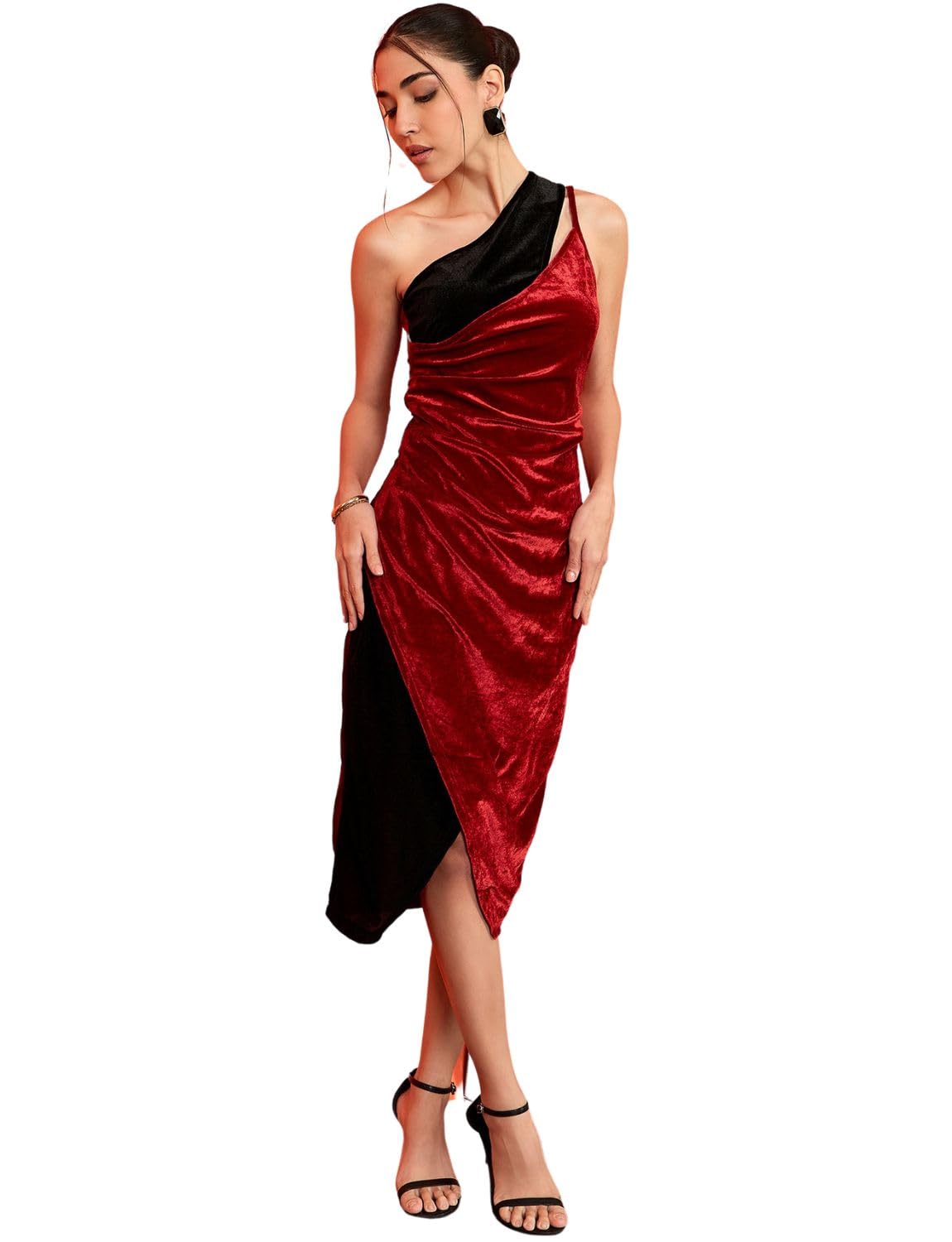 Uptownie Lite Velvet Stretchable Dual-Color Dress by Prixsa.com