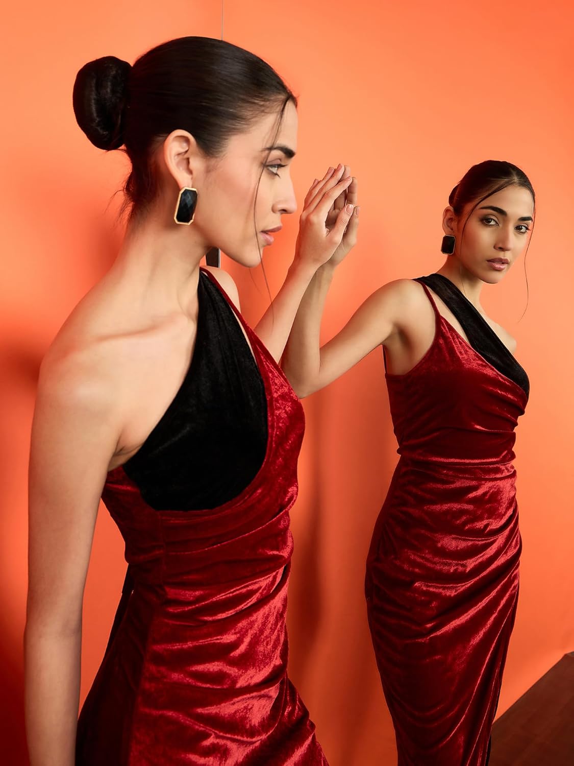 Uptownie Lite Velvet Stretchable Dual-Color Dress by Prixsa.com - Image 3