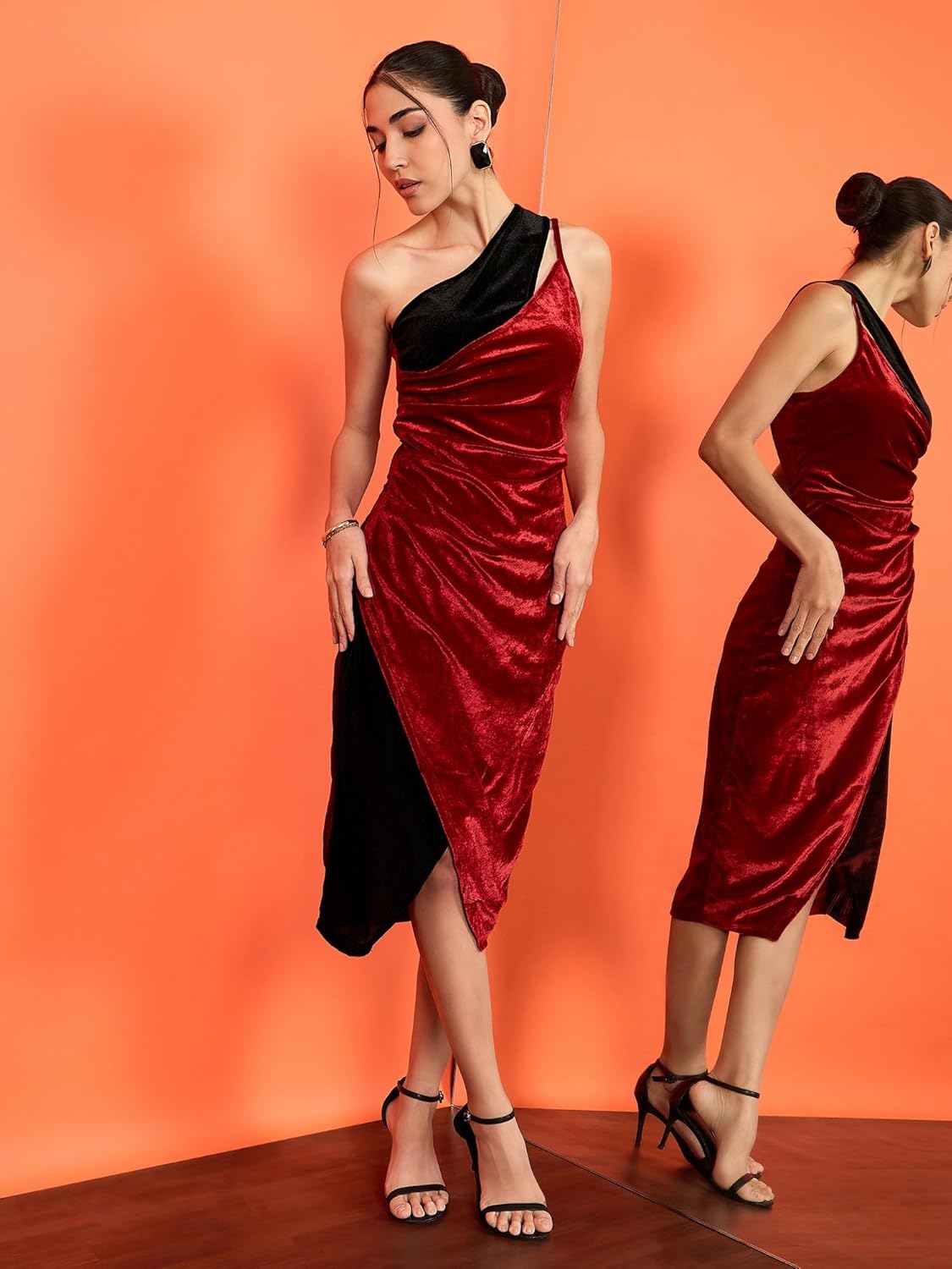 Uptownie Lite Velvet Stretchable Dual-Color Dress by Prixsa.com - Image 7