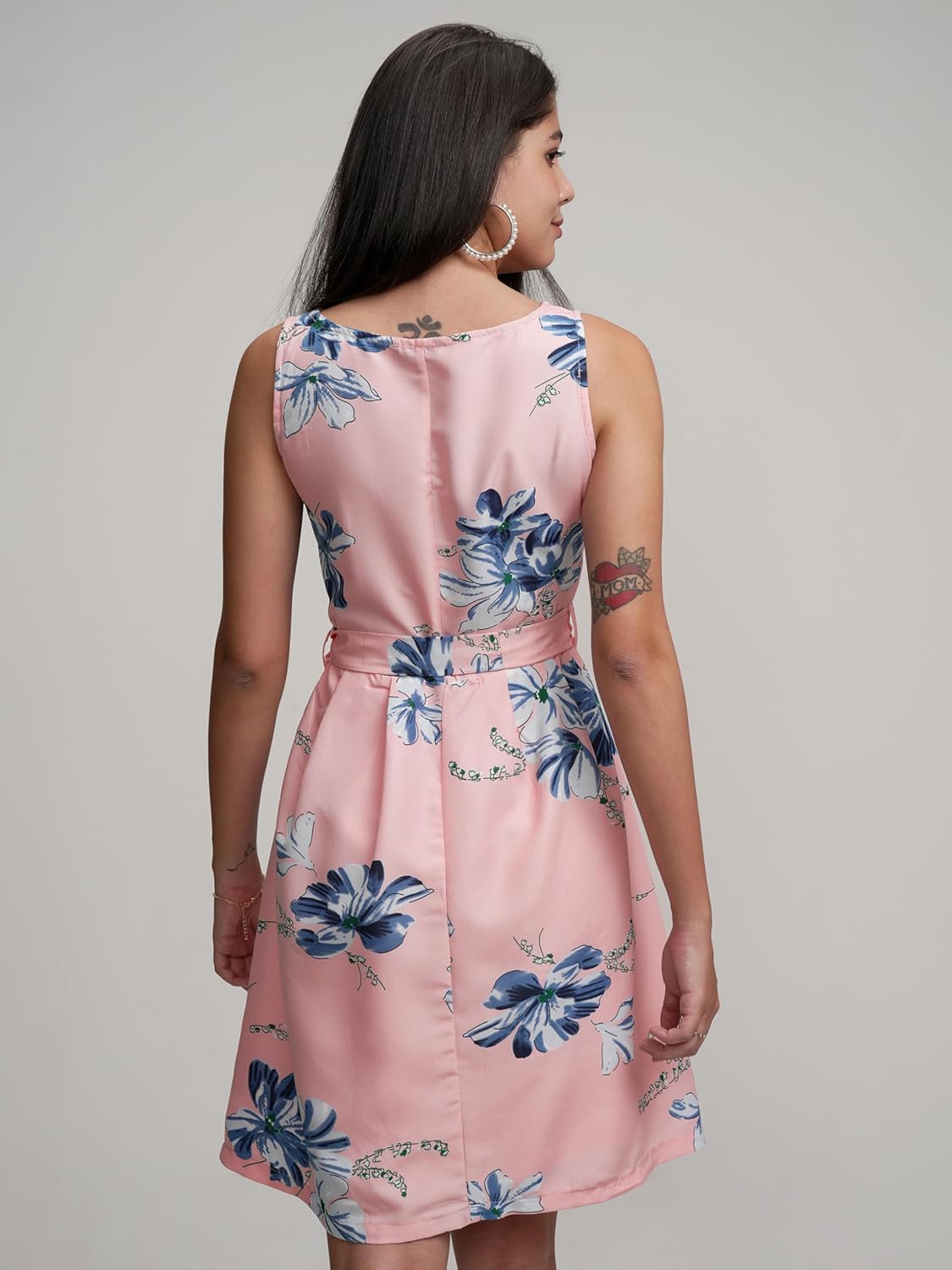 Tokyo Talkies Womens Floral Mini Flared Dress | Sleeveless with Belt& Playful Silhouette | Chic & Effortlessly Feminine| Stylish by Prixsa.com - Image 6