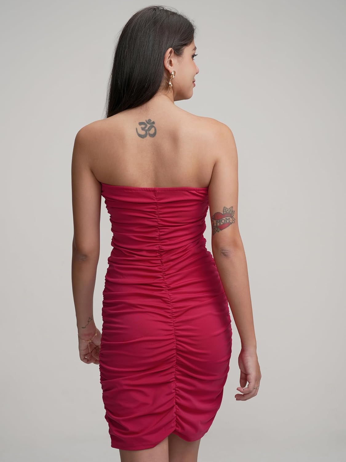 Tokyo Talkies Womens Glamorous Off-Shoulder Ruched Bodycon Mini Dress | Sleek & Flattering Silhouette for A Bold Statement| Stylish by Prixsa.com - Image 6