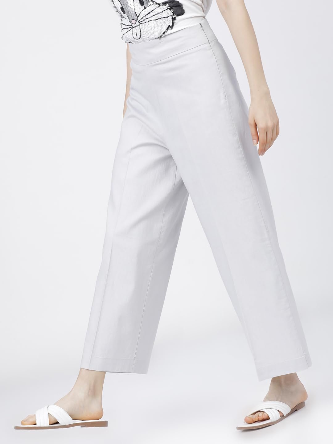 Tokyo Talkies Women's Flared Wide Leg Trousers | Stretchable Trousers| High-Rise by Prixsa.com - Image 2