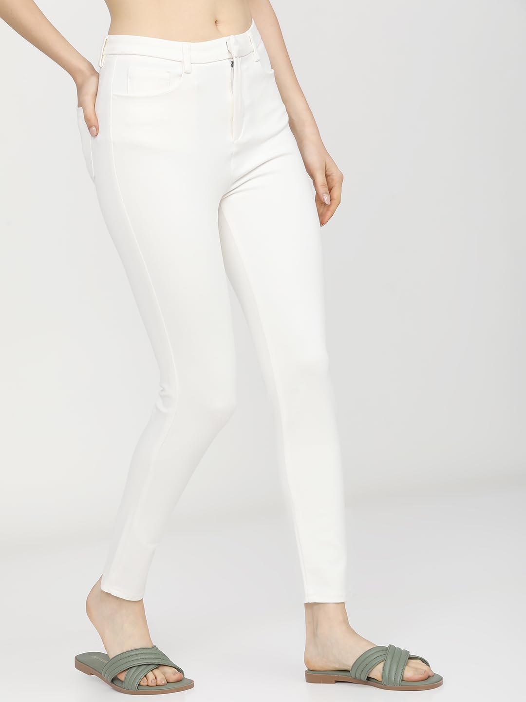 Tokyo Talkies Women's Slim Fit Regular Trousers | Stretchable Trousers| Mid-Rise by Prixsa.com - Image 4