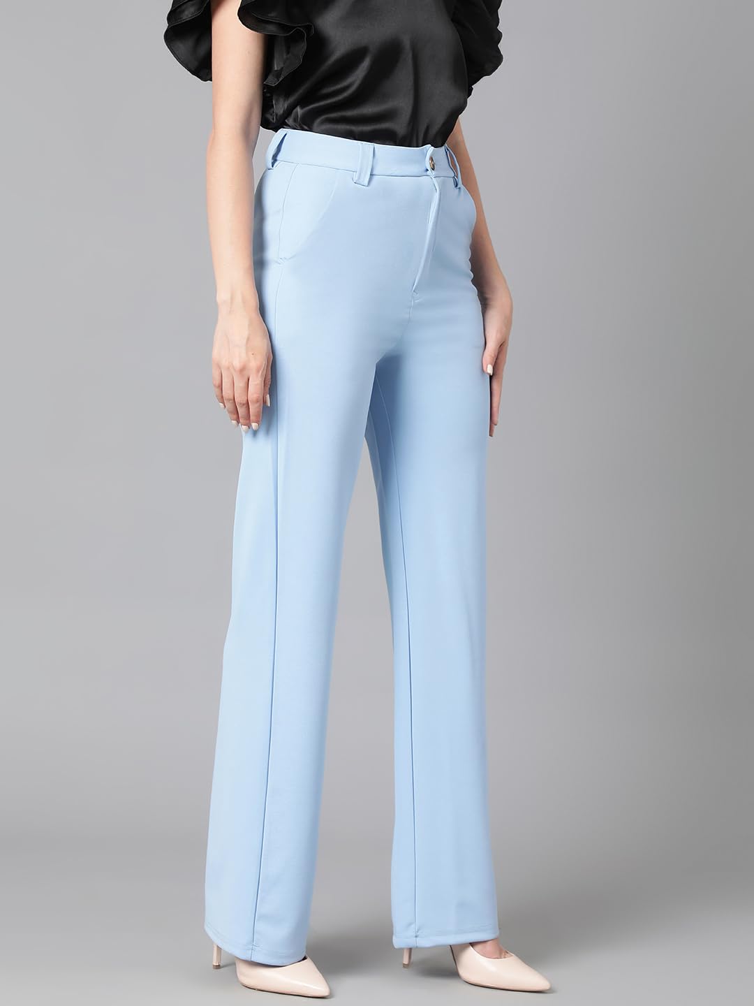 KOTTY Women's High Rise Cotton Blend Relaxed Fit Trousers by Prixsa.com - Image 2