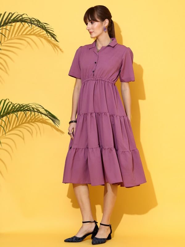 Sheetal Associates Women's Casual Half Sleeve Crepe Shirt Dress by Prixsa.com - Image 7