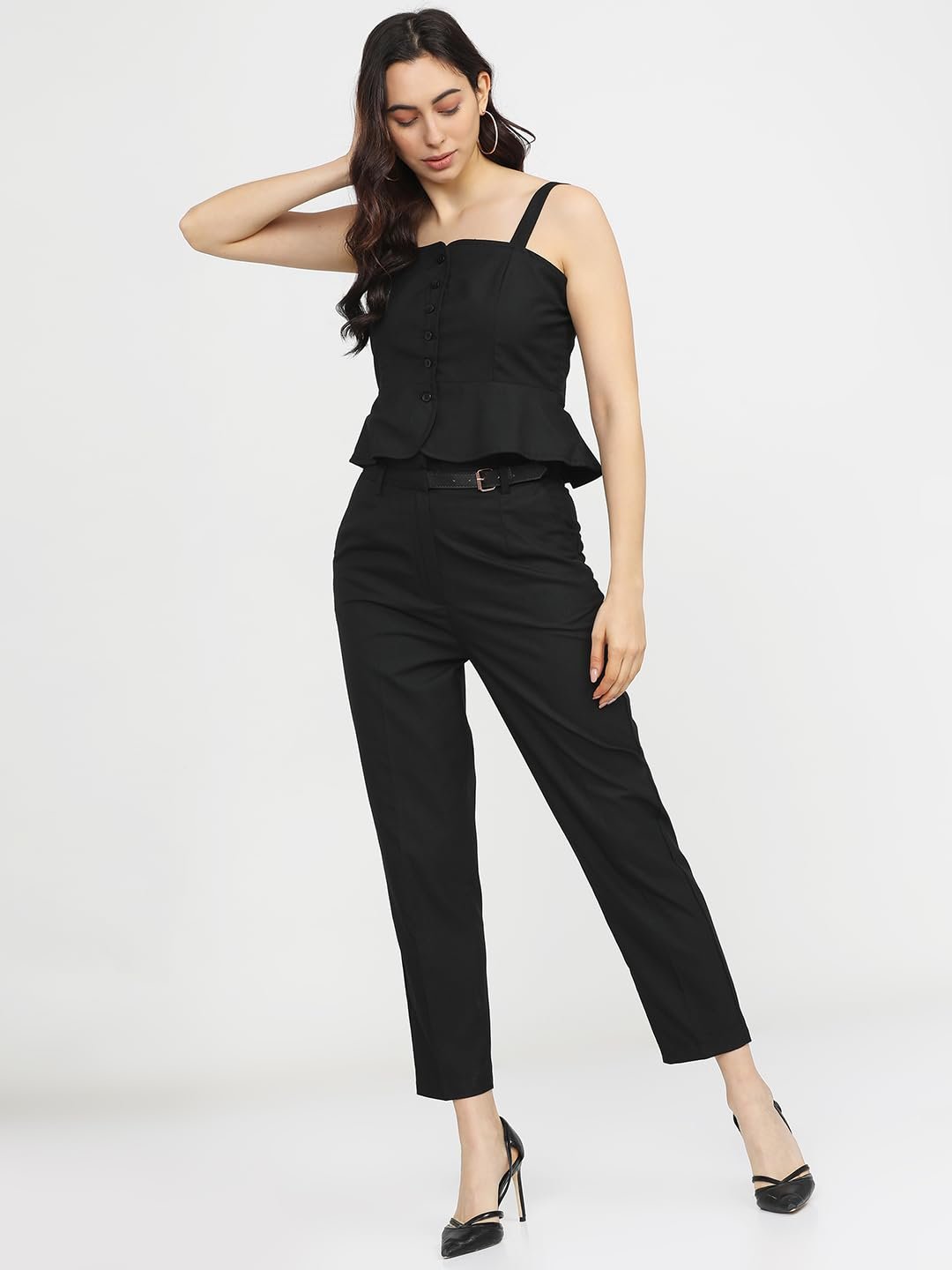 Tokyo Talkies Women's Tapered Fit Cropped Trousers | Stretchable Trousers| Mid-Rise by Prixsa.com - Image 6