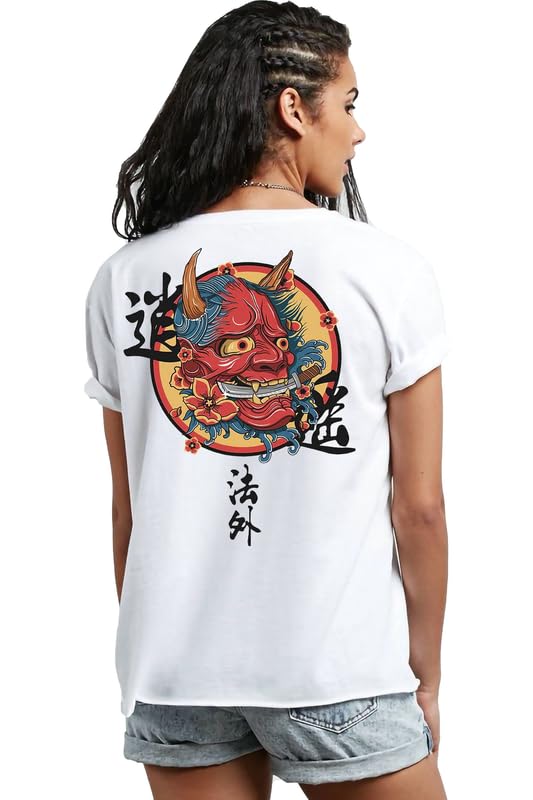 EPIKO Japanese Beast Design Art Unisex Baggy Oversized Back Print Oversized Tshirt | Trendy Back Print Cool White Oversized Tshirt for Men and Women by Prixsa.com - Image 3