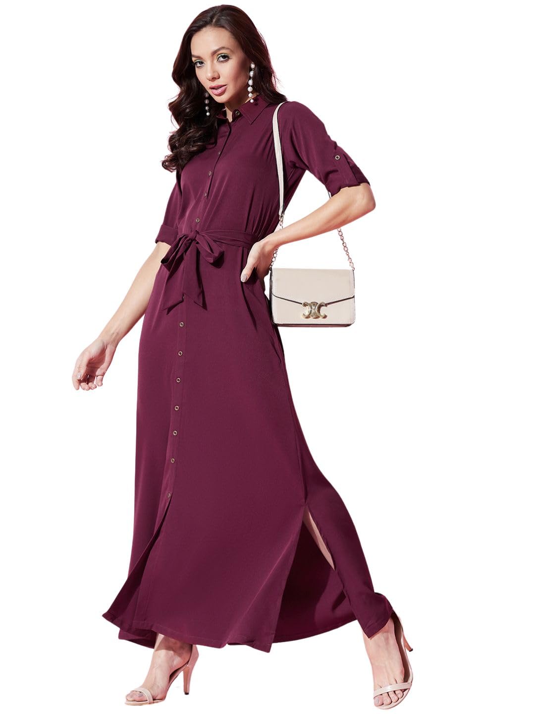 Uptownie Lite Collar Buttoned Down Shirt Maxi Dress by Prixsa.com