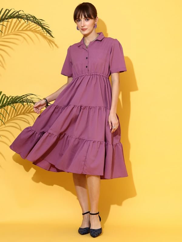 Sheetal Associates Women's Casual Half Sleeve Crepe Shirt Dress by Prixsa.com - Image 6