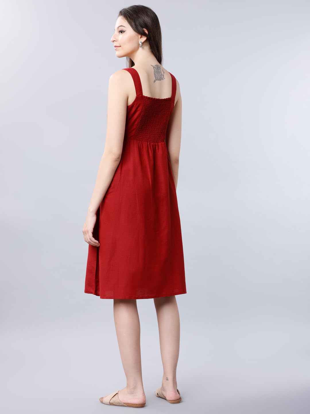 Tokyo Talkies Women's Sleeveless Shoulder Straps Solid Dresses | Stylish| Casual by Prixsa.com - Image 3