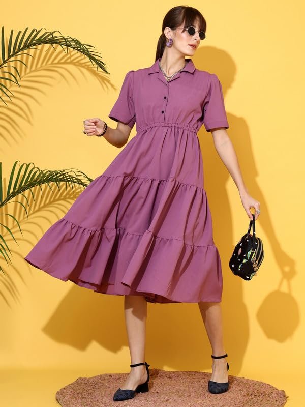Sheetal Associates Women's Casual Half Sleeve Crepe Shirt Dress by Prixsa.com - Image 2