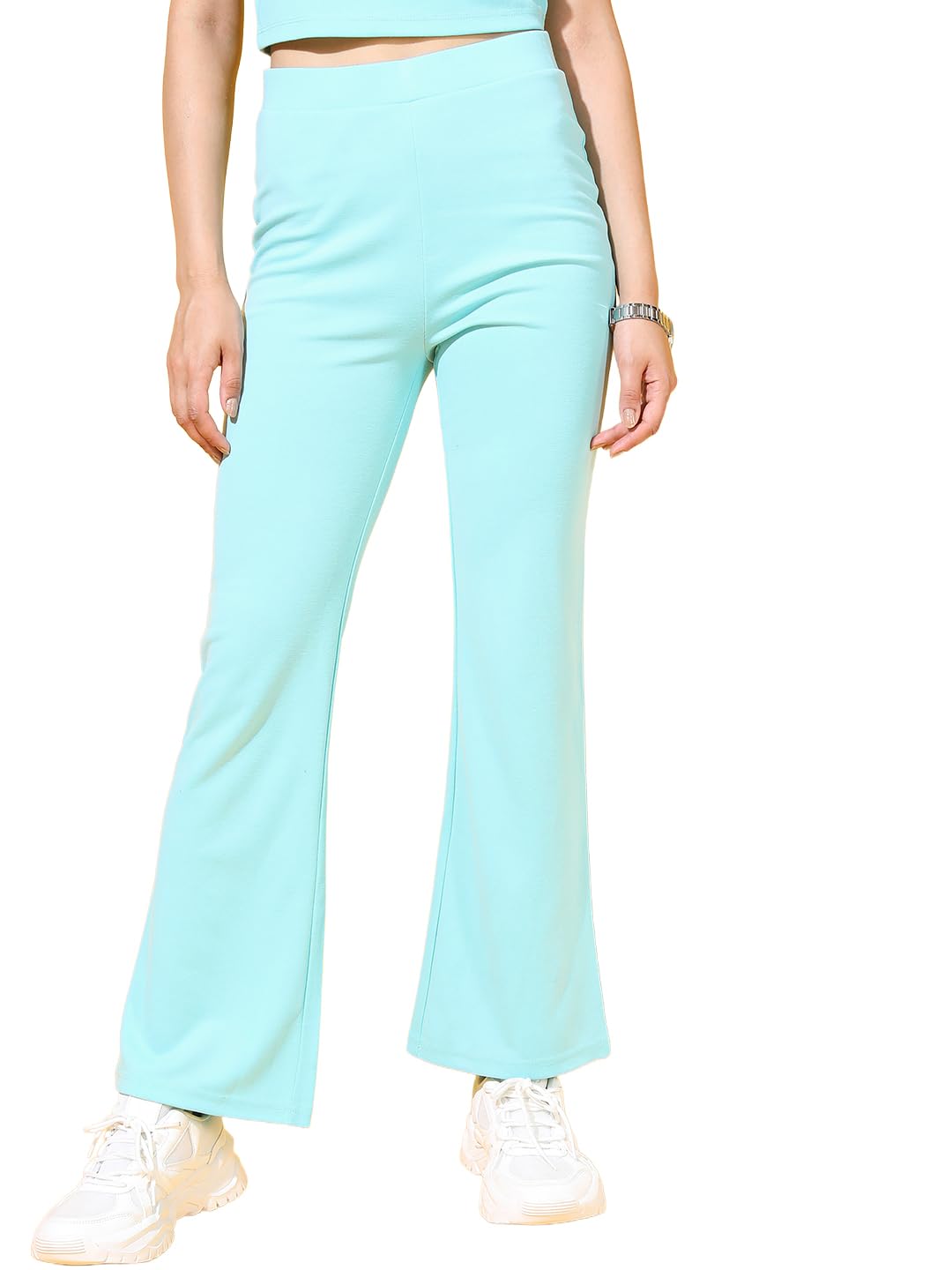 Tokyo Talkies Women's Flared Regular Trousers | Stretchable Trousers | Casual Trousers| Mid-Rise by Prixsa.com