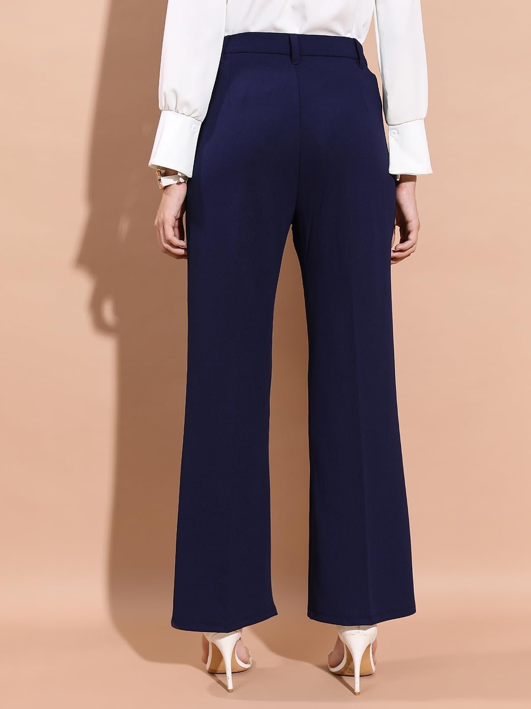 Tokyo Talkies Women's Straight Fit Wide Leg Trousers | Stretchable Trousers | Casual Trousers| Mid-Rise by Prixsa.com - Image 3