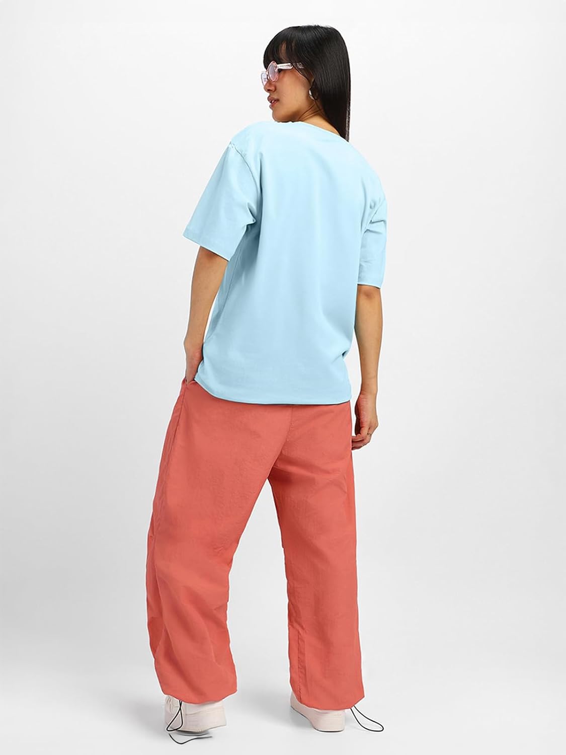 JUNEBERRY® Round Neck Drop Shoulder Round Neck Black & White Graphic Printed Pure Cotton Oversized Baggy Fit Half Sleeve T-Shirt for Women & Girls (Sizes: S to 2XL) by Prixsa.com - Image 4