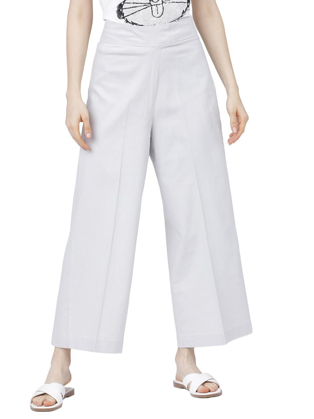 Tokyo Talkies Women's Flared Wide Leg Trousers | Stretchable Trousers| High-Rise by Prixsa.com