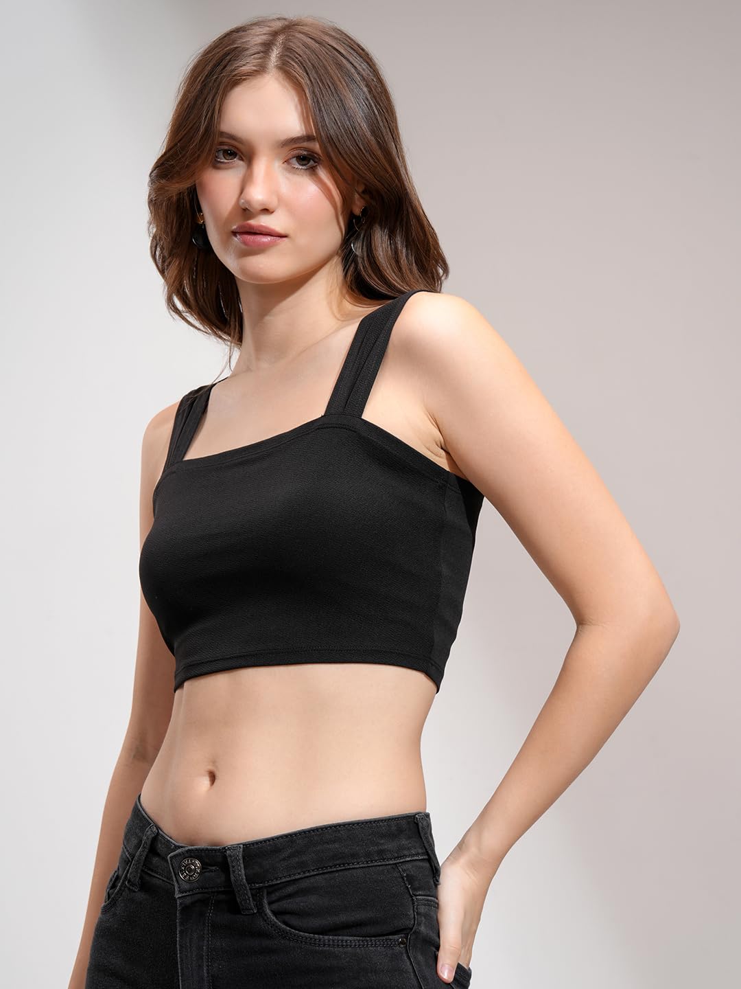 Tokyo Talkies Women's Solid Regular Fit Tops by Prixsa.com - Image 5