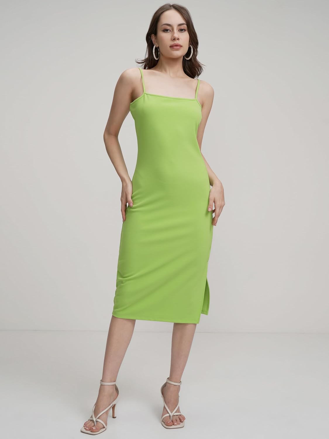 Tokyo Talkies Women's Shoulder Straps Bodycon Midi Dress | Chic & Stylish | Perfect for Parties, Date Nights & Evening Glam by Prixsa.com - Image 5